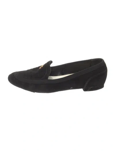 Pre-owned Chanel 2017 Interlocking Cc Logo Loafers In Black