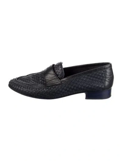 Pre-owned Chanel 2017 Interlocking Cc Logo Loafers In Blue