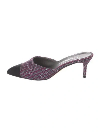 Pre-owned Chanel 2017 Interlocking Cc Logo Mules In Purple