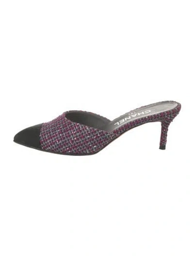 Pre-owned Chanel 2017 Interlocking Cc Logo Mules In Purple