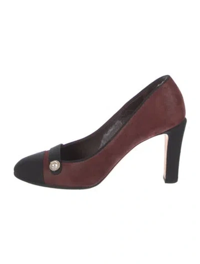 Pre-owned Chanel 2017 Interlocking Cc Logo Pumps In Burgundy