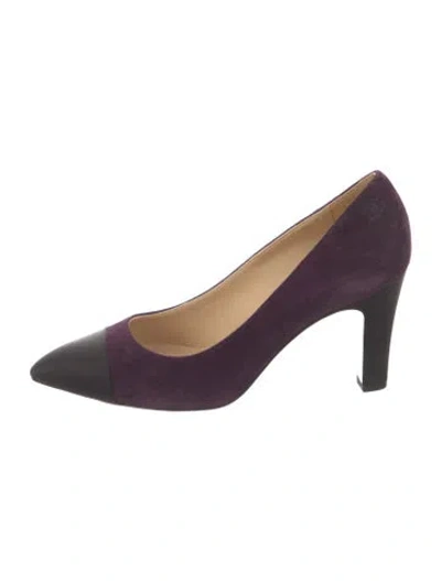 Pre-owned Chanel 2017 Interlocking Cc Logo Pumps In Purple