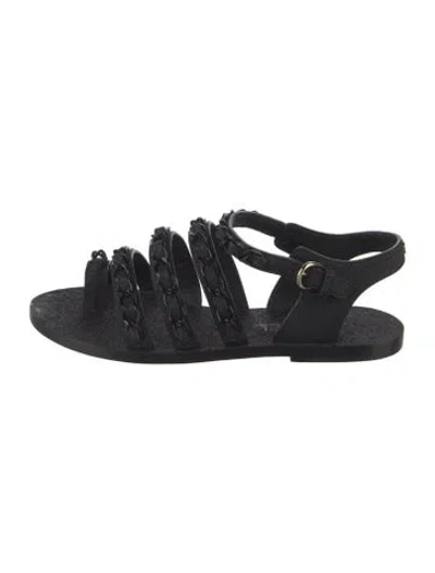 Pre-owned Chanel 2017 Interlocking Cc Logo Sandals In Black