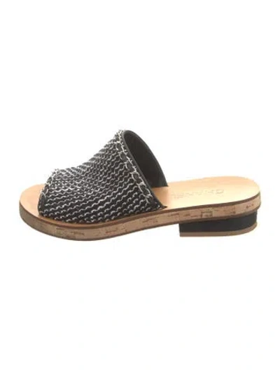 Pre-owned Chanel 2017 Interlocking Cc Logo Slides In Black