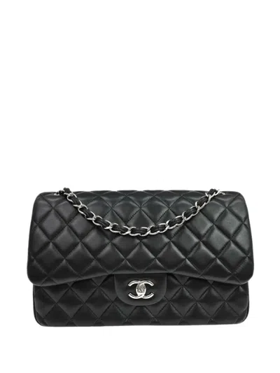 Chanel 2017 Jumbo Classic Double Flap Shoulder Bag In Black
