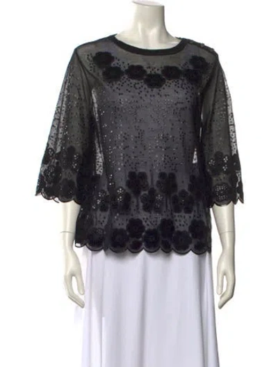 Pre-owned Chanel 2017 Lace Pattern Blouse In Black