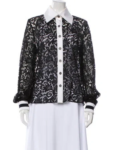 Pre-owned Chanel 2017 Lace Pattern Blouse In Black