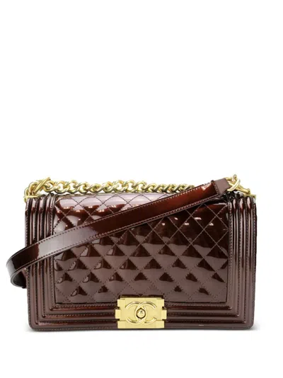 Pre-owned Chanel 2017 Large Boy  Shoulder Bag In Brown