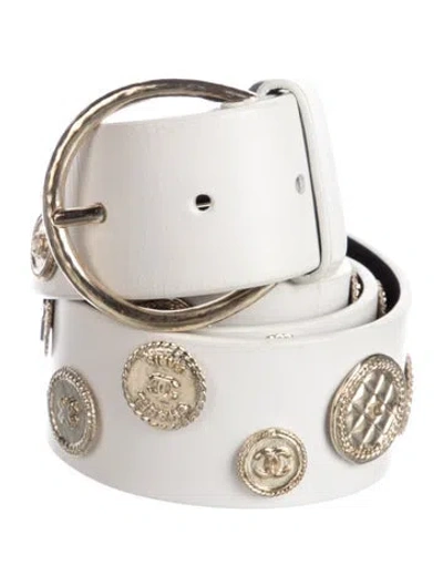 Pre-owned Chanel 2017 Leather Belt In White