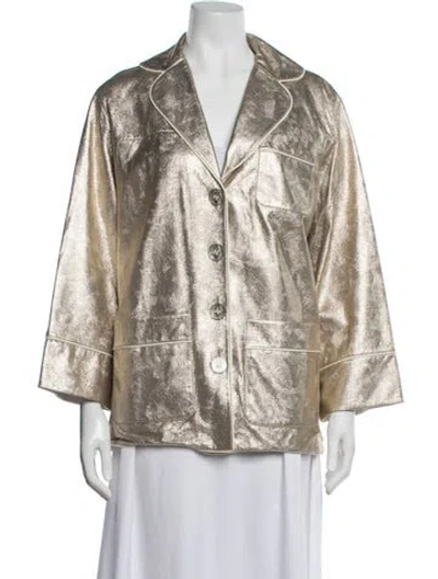 Pre-owned Chanel 2017 Leather Jacket In Gold/metallic