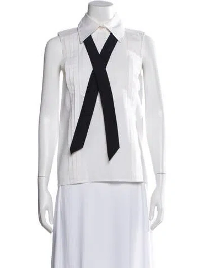 Pre-owned Chanel 2017 Linen Button-up Top In Neutral