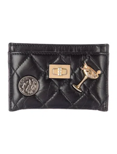 Pre-owned Chanel 2017 Lucky Charms Reissue Card Holder Card Holder In Black