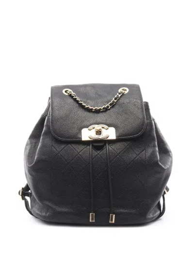 Pre-owned Chanel 2017 Matelasse Chain Backpack In Black