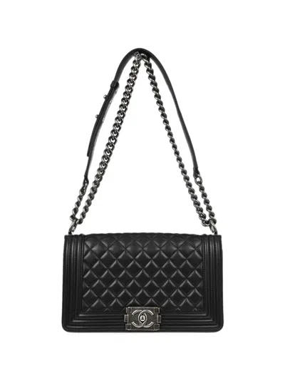 Chanel 2017 Medium Boy  Quilted Shoulder Bag In Black