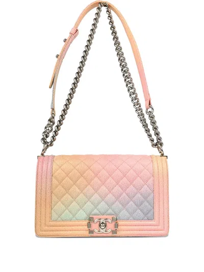 Pre-owned Chanel 2017 Medium Boy  Shoulder Bag In Pink