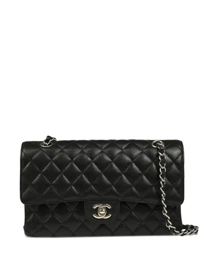 Pre-owned Chanel 2017 Medium Classic Double Flap Shoulder Bag In Black