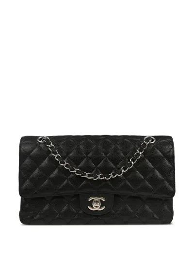 Pre-owned Chanel 2017 Medium Flap Shoulder Bag In Black
