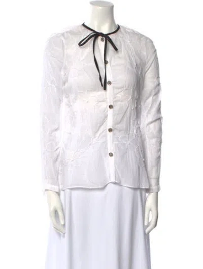 Pre-owned Chanel 2017 Métiers D'art Paris-cosmopolite Button-up Top In White