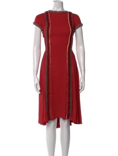 Pre-owned Chanel 2017 Midi Length Dress In Red