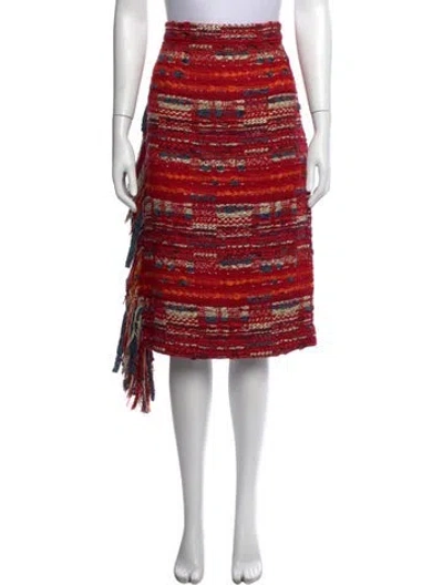 Pre-owned Chanel 2017 Midi Length Skirt In Blue/neutrals/orange