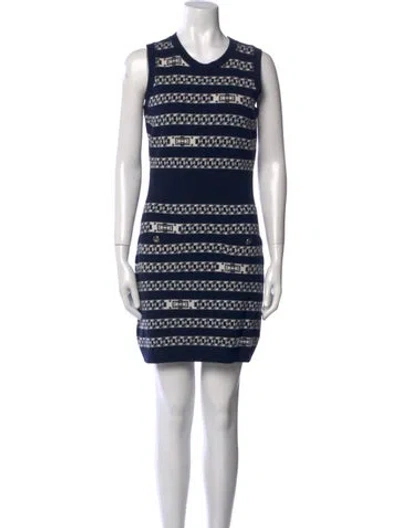 Pre-owned Chanel 2017 Mini Dress In Blue