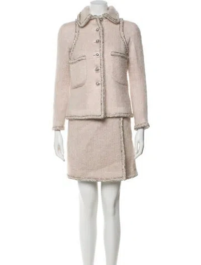 Pre-owned Chanel 2017 Mohair Skirt Suit In Pink