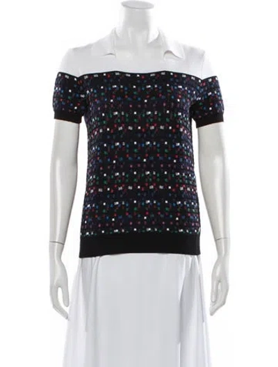 Pre-owned Chanel 2017 Patterned Polo In Black