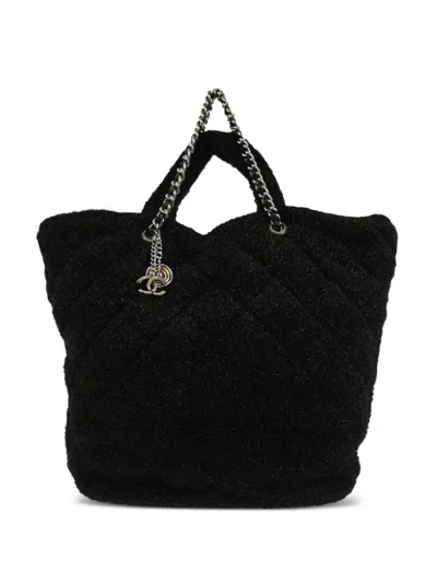 Pre-owned Chanel 2017 Pluto Glitter Chain Handbag In Black