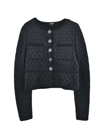 Pre-owned Chanel 2017 Quilted Collarless Jacket In Black