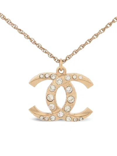 Pre-owned Chanel 2017 Rhinestone Necklace In Gold