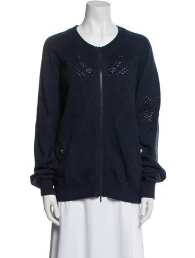 Pre-owned Chanel 2017 Scoop Neck Sweater In Blue