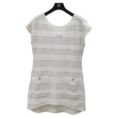 Pre-owned Chanel 2017 Shift Mini Dress Sz.40 In Gray