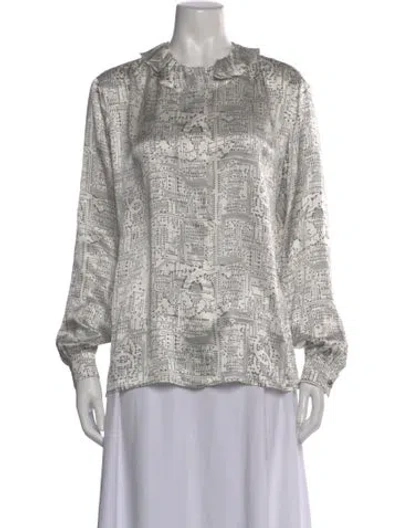 Pre-owned Chanel 2017 Silk Blouse In White