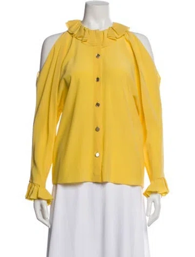 Pre-owned Chanel 2017 Silk Blouse In Yellow