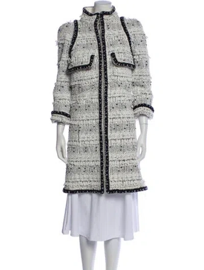 Pre-owned Chanel 2017 Silk Coat In White