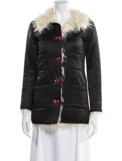 Pre-owned Chanel 2017 Silk Faux Fur Jacket In Black