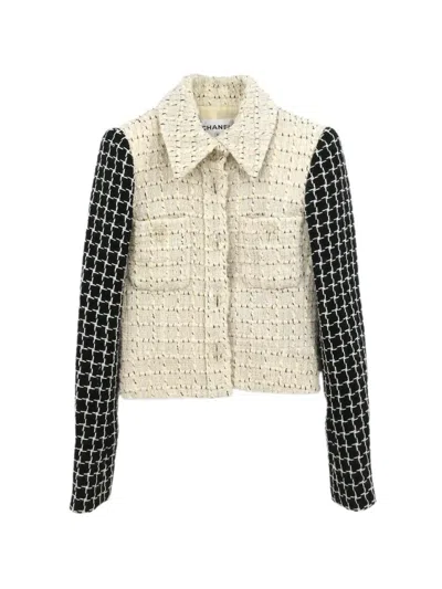 Pre-owned Chanel 2017 Single-breasted Tweed Jacket In Neutrals