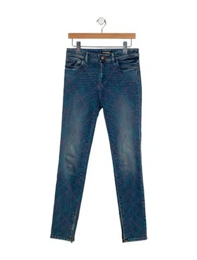 Pre-owned Chanel 2017 Skinny Leg Jeans In Blue