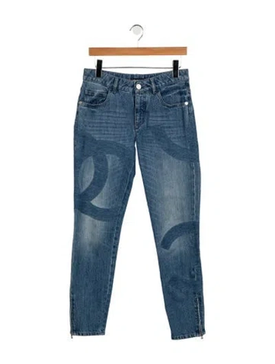 Pre-owned Chanel 2017 Skinny Leg Jeans In Blue