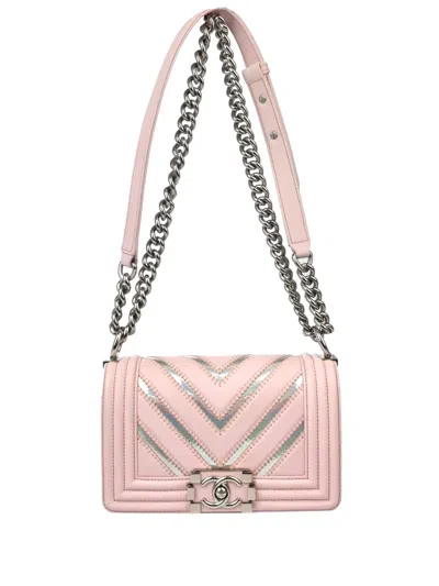 Pre-owned Chanel 2017 Small Boy  Shoulder Bag In Pink