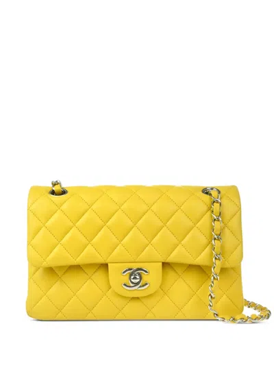 Pre-owned Chanel 2017 Small Double Flap Shoulder Bag In 黄色