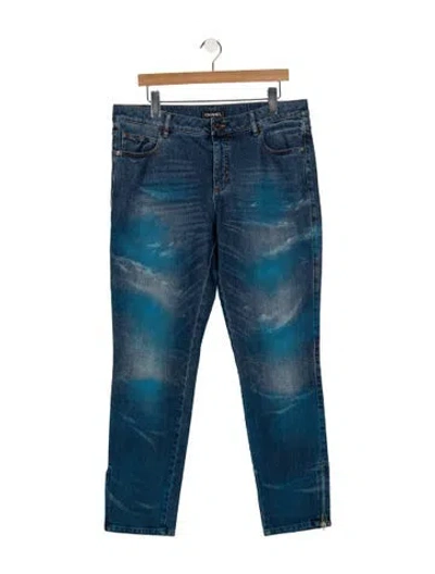 Pre-owned Chanel 2017 Straight Leg Jeans W/ Tags In Blue
