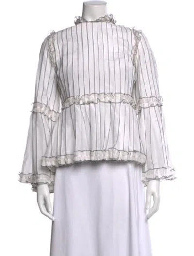 Pre-owned Chanel 2017 Striped Blouse In Neutrals