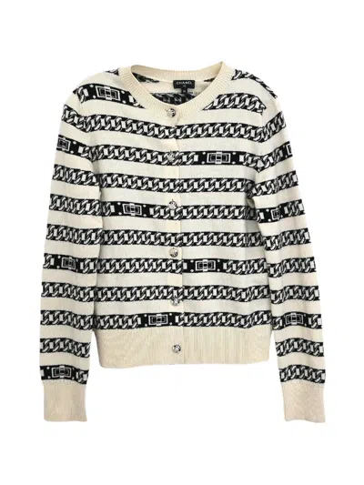 Pre-owned Chanel 2017 Striped-pattern Cardigan In Neutral