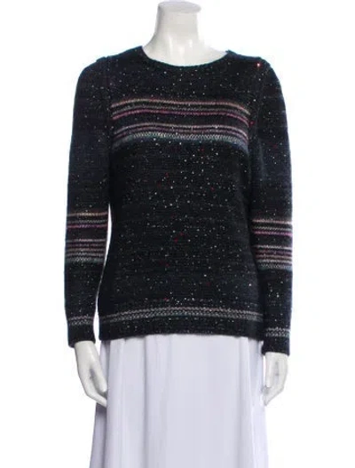 Pre-owned Chanel 2017 Striped Sweater In Black