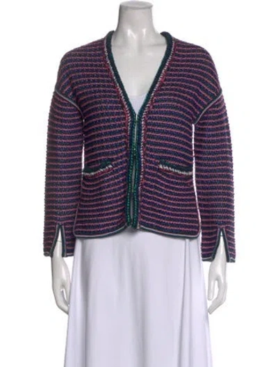 Pre-owned Chanel 2017 Striped Sweater In Blue