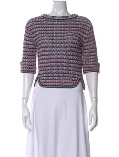 Pre-owned Chanel 2017 Striped Sweater In Pink