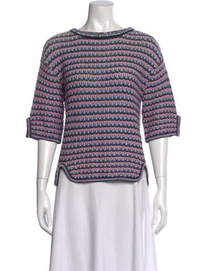 Pre-owned Chanel 2017 Striped Sweater In Pink