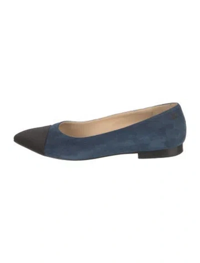 Pre-owned Chanel 2017 Suede Ballet Flats In Blue