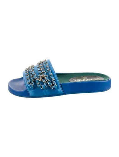 Pre-owned Chanel 2017 Tropiconic Slides In Blue